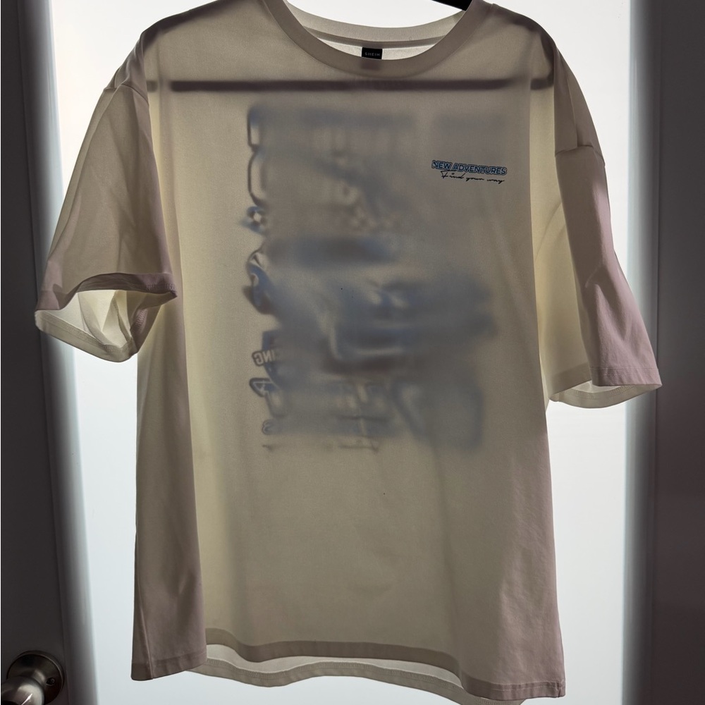 SHEIN Cream Short Sleeve Graphic Tee